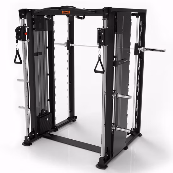 Appareil de musculation à double fonction Smith avec système de poulie réglable