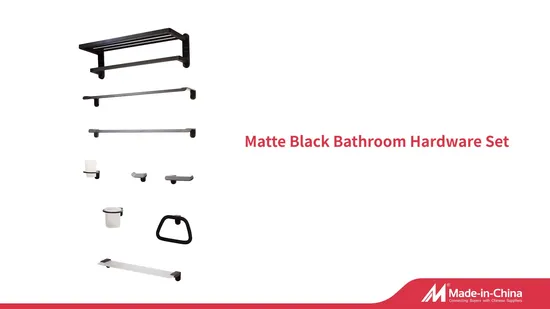 Lot de 10 accessoires de salle de bain muraux en alliage de zinc noir au design simple
